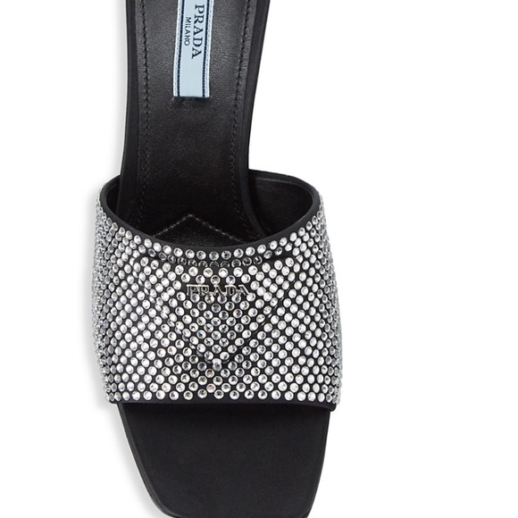 Brand New Crystal Embellished Prada Heeled Mule Sandals - Picture 4 of 4